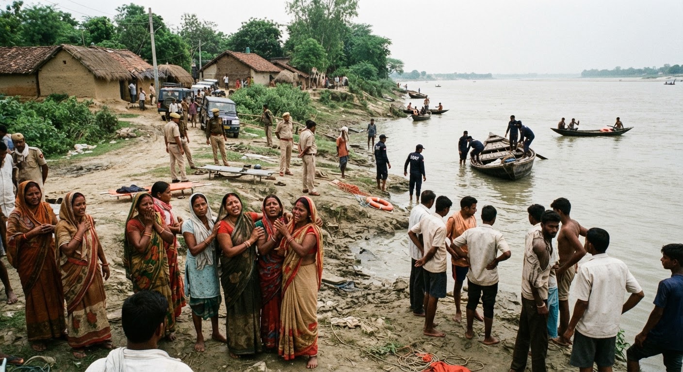वैशाली नाव हादसा: गंगा में नाव पलटने से 13 बच्चों की मौत, कोहराम