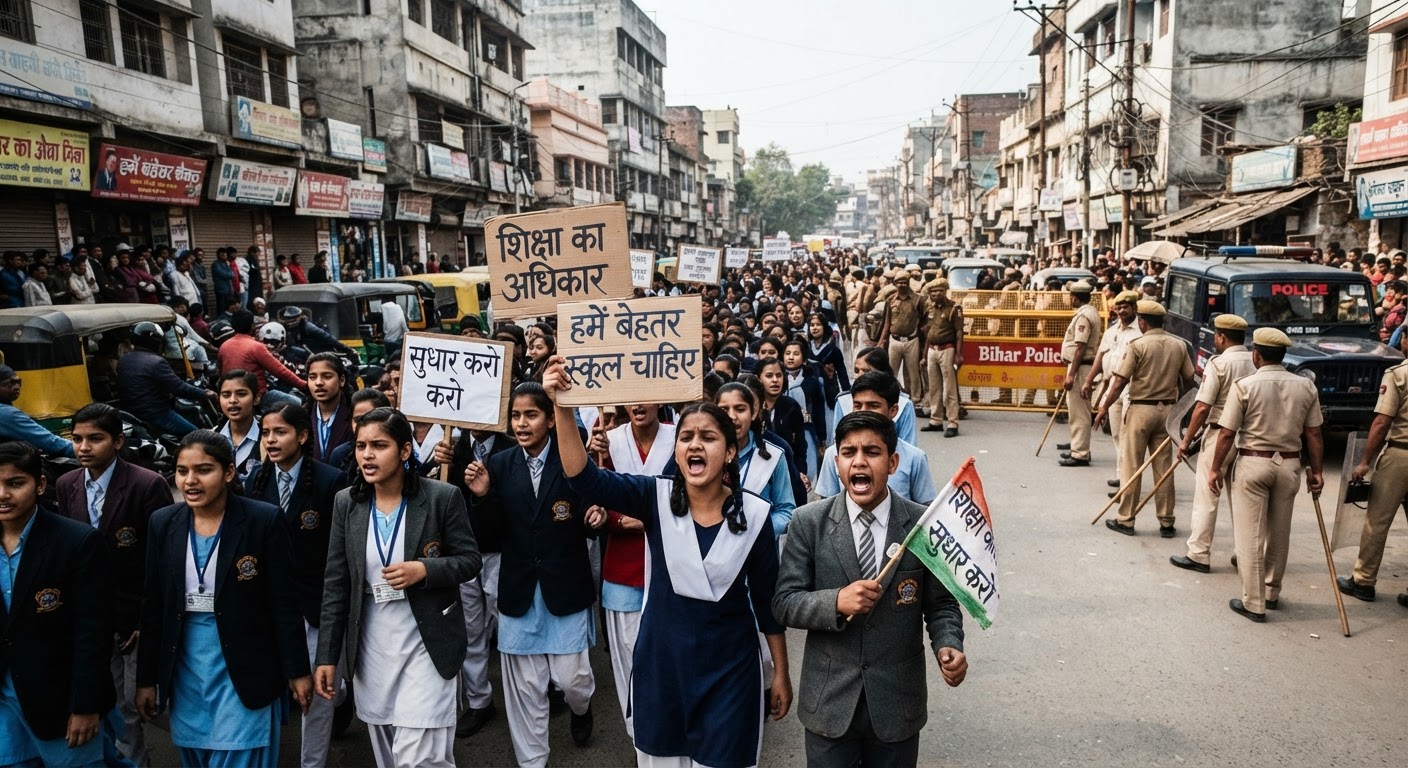 पूरे देश में स्कूली छात्रों का बड़ा प्रदर्शन, बेहतर बुनियादी सुविधाओं की मांग तेज