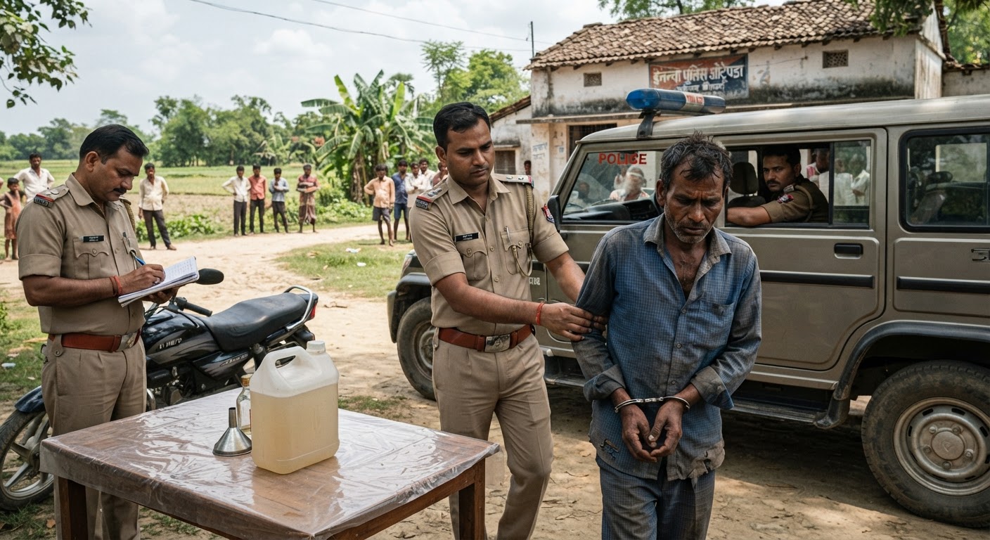 बेतिया में पुलिस की बड़ी कार्रवाई, 5 लीटर देशी शराब के साथ तस्कर गिरफ्तार